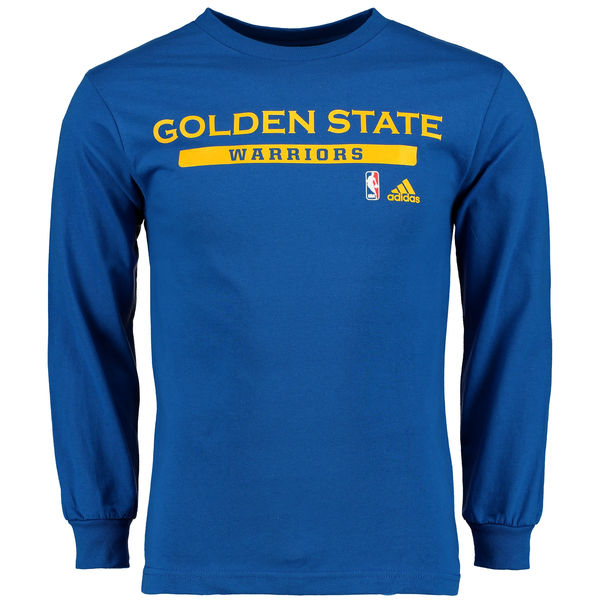 NBA Men Golden State Warriors adidas Cut and Paste Long Sleeve TShirt Royal